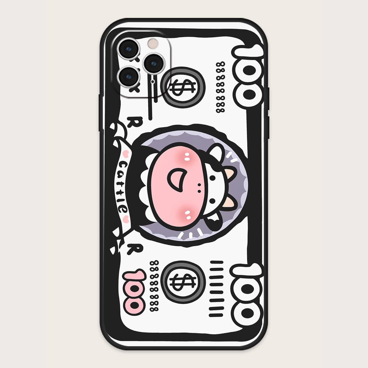 

Cartoon Graphic Phone Case, Beige
