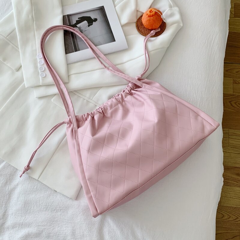

Drawstring Shoulder Tote Bag, Pink