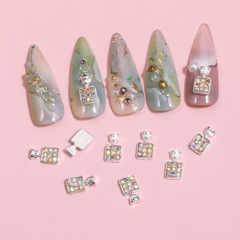 

10pcs Rhinestone Decor Nail Art Decoration, Silver