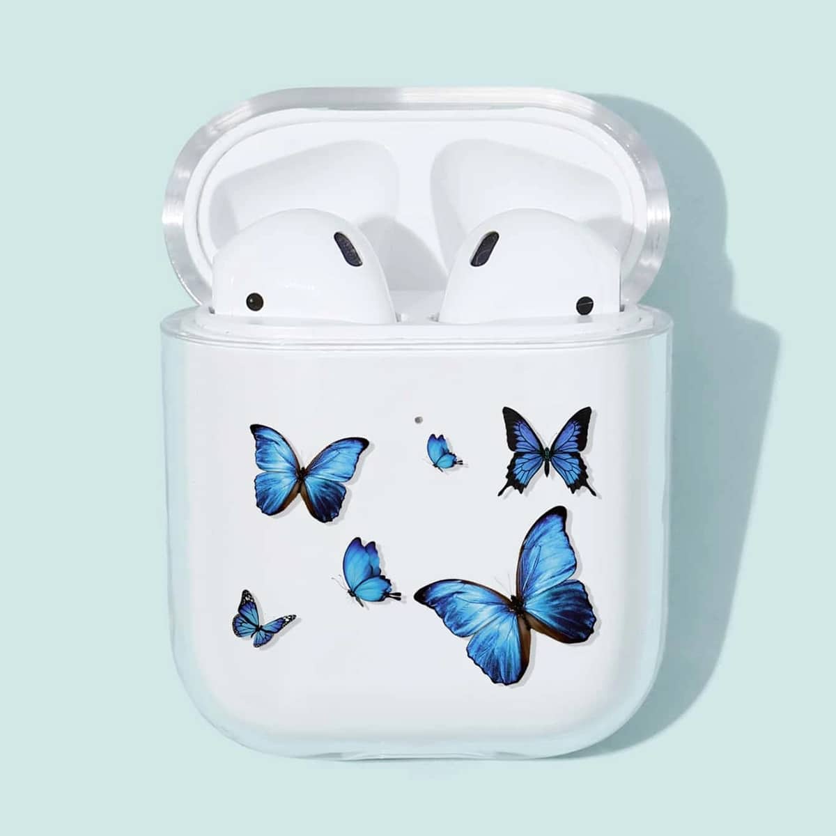 

Butterfly Print Airpods Case, Clear