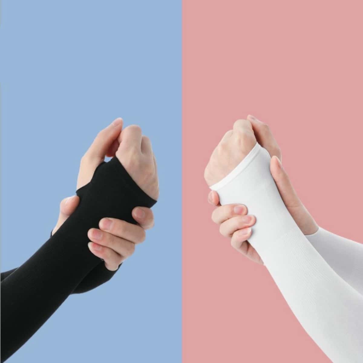 

2pairs Letter Graphic Long Fingerless Gloves, Black and white