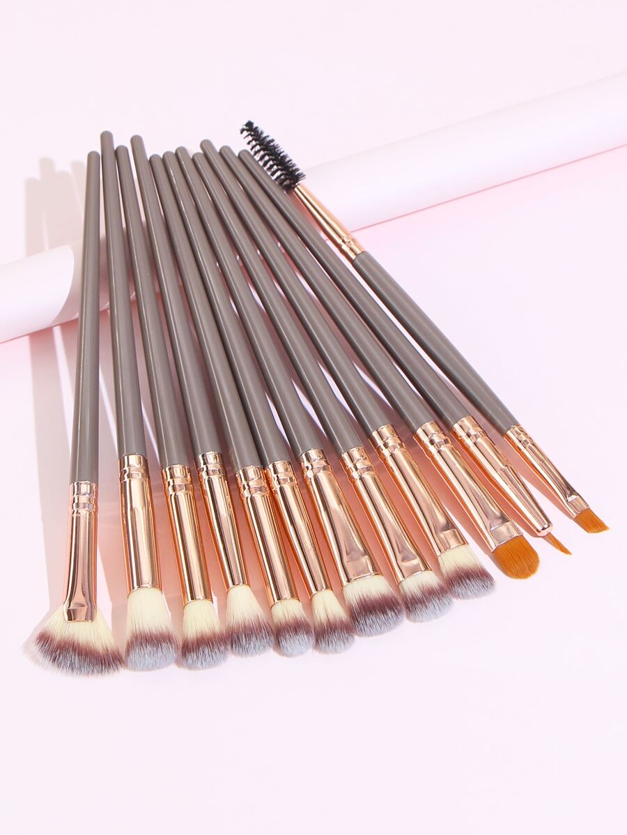 眼部化妆刷、眼线刷、睫毛刷，12件套全套美妆工具，化妆刷，化妆刷套装，化妆刷套装，化妆刷套装，全套化妆工具，化妆刷套装，化妆礼盒套装 - 棕色 - 查看 1