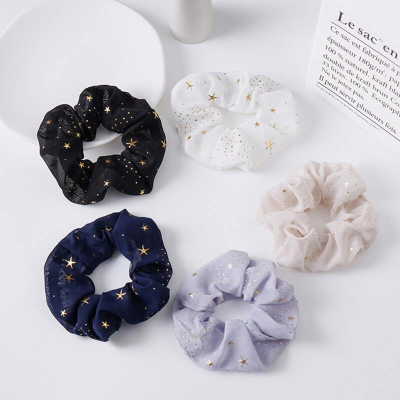 

4pcs Random Star Graphic Scrunchie, Multicolor
