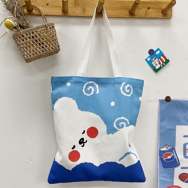 

Girls Cartoon Graphic Tote Bag, Blue