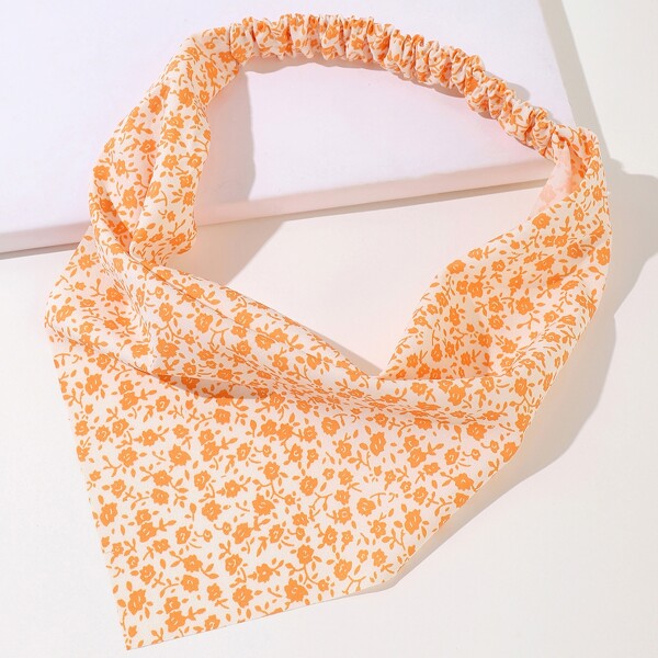 

Flower Print Hair Band, Orange