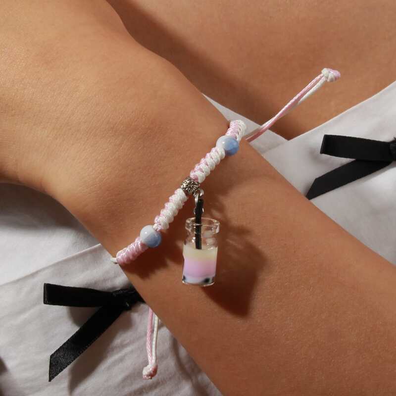 

Drink Pendant Rope Bracelet, Pink