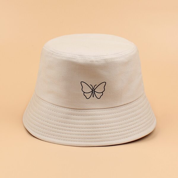 

Butterfly Print Bucket Hat, Beige