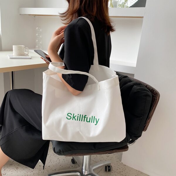 

Letter Graphic Shopper Bag, White