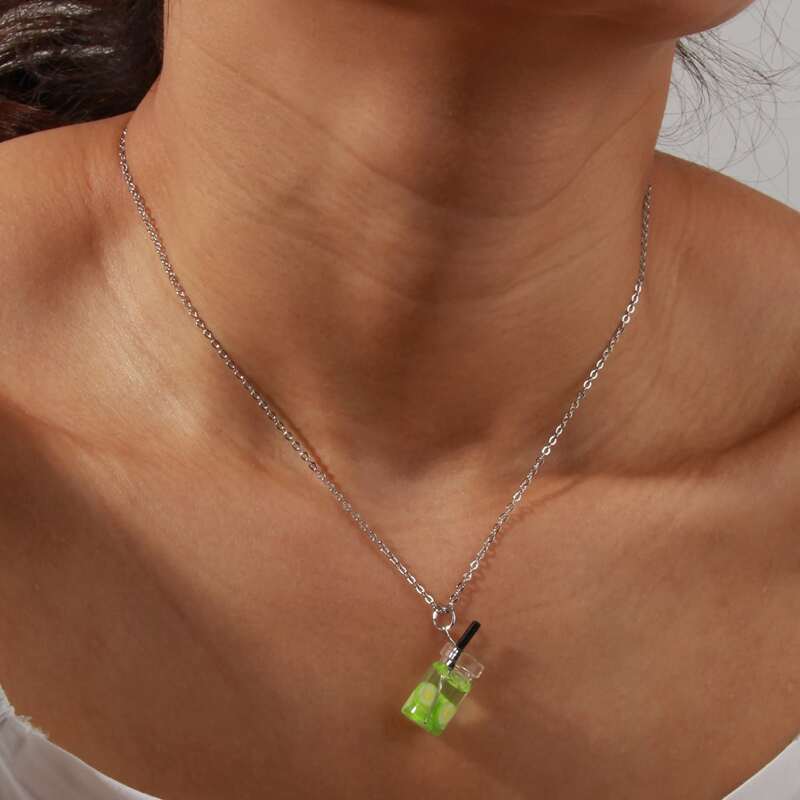 

Drink Pendant Necklace, Green