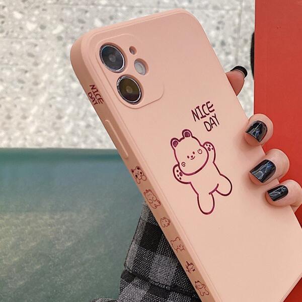 

Cartoon Bear Phone Case, Pink