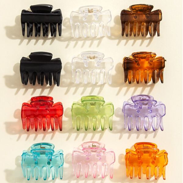 

12pcs Simple Hair Claw, Multicolor