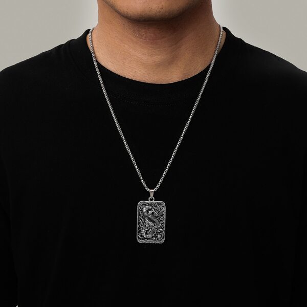 

Men Geometric Pendant Necklace, Silver
