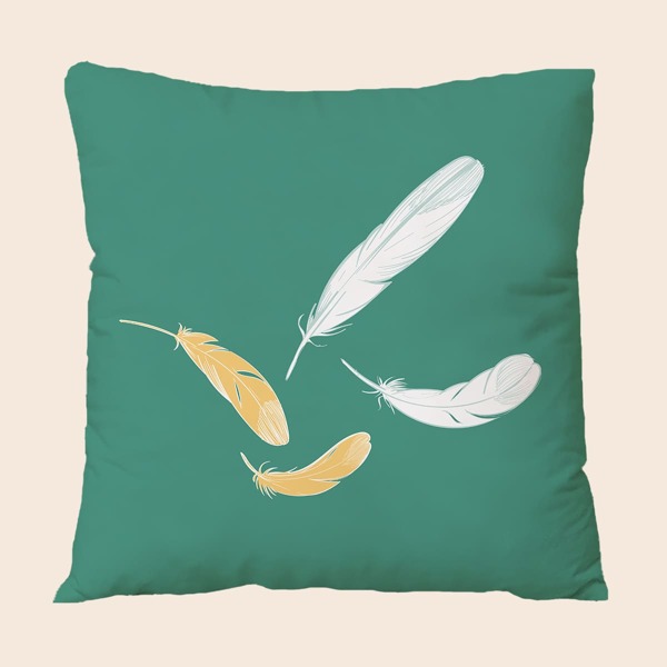 

Feather Print Cushion Cover Without Filler, Multicolor