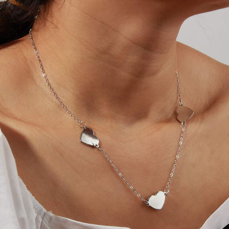 

Heart Chain Necklace, Silver