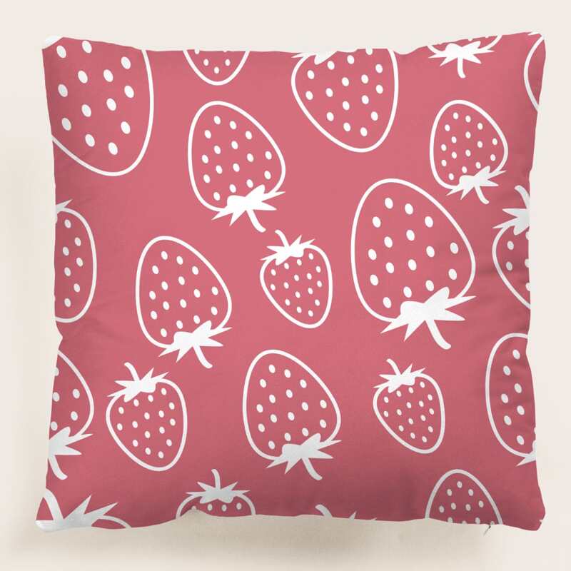 

Strawberry Print Cushion Cover Without Filler, Multicolor