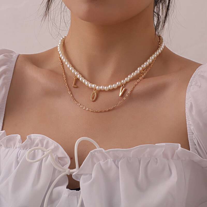 

Letter Layered Necklace, Gold