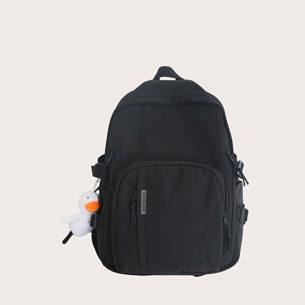 

Kids Minimalist School Bag With Bag Charm, Black