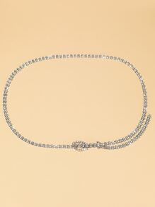 Rhinestone Decor Chain Belt Party - Silver - View 1