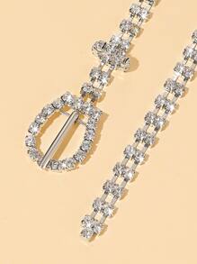 Rhinestone Decor Chain Belt Party - Silver - View 3