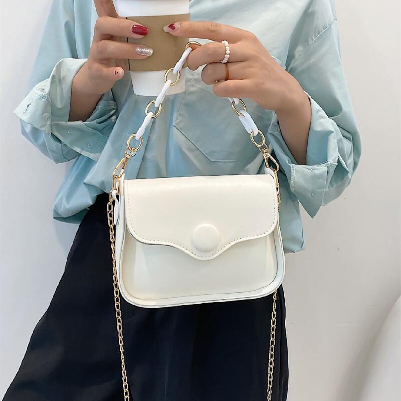 

Plain Chain Bag, White