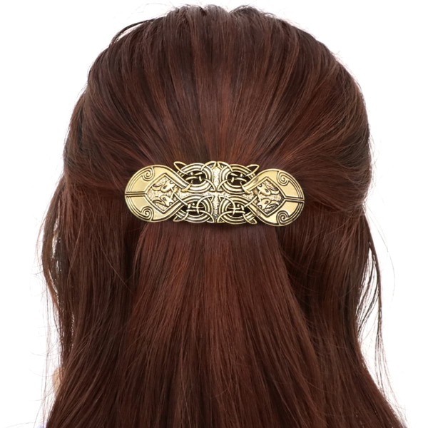

1pc Metal Engraved Hair Clip, Bronze