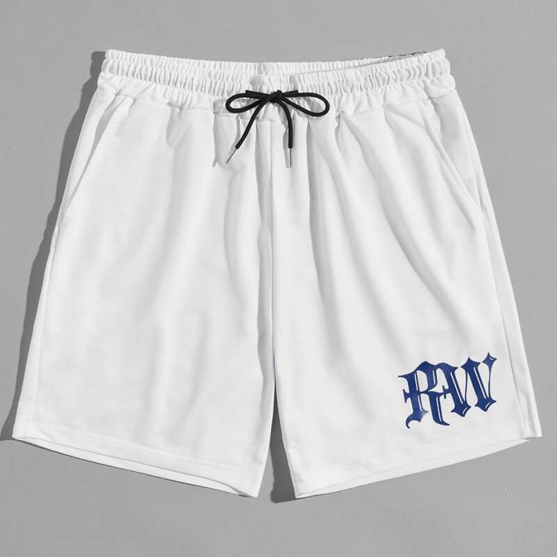 

Guys Letter Drawstring Shorts, White