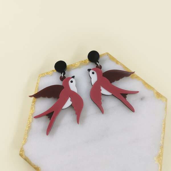 

Bird Drop Earrings, Multicolor