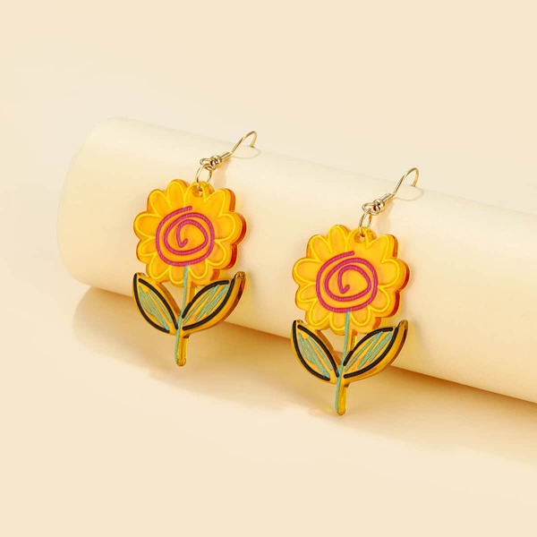 

Girls Flower Drop Earrings, Multicolor