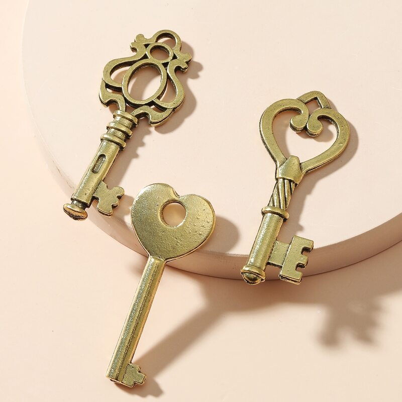 

3pcs Key Design DIY Pendant, Bronze