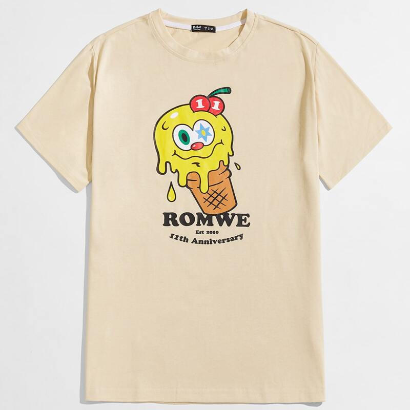 

Guys Letter Cartoon Graphic Tee, Khaki
