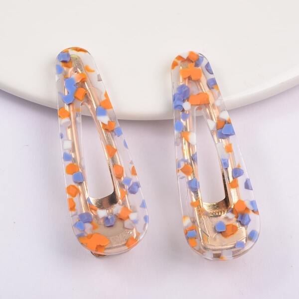 

2pcs Graphic Hair Clip, Multicolor