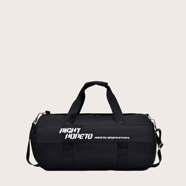 

Letter Graphic Duffel Bag, Black