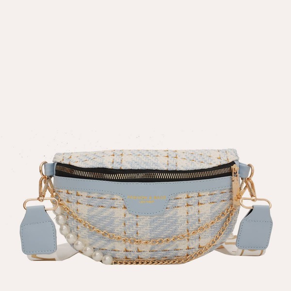 

Faux Pearl Decor Fanny Pack, Blue