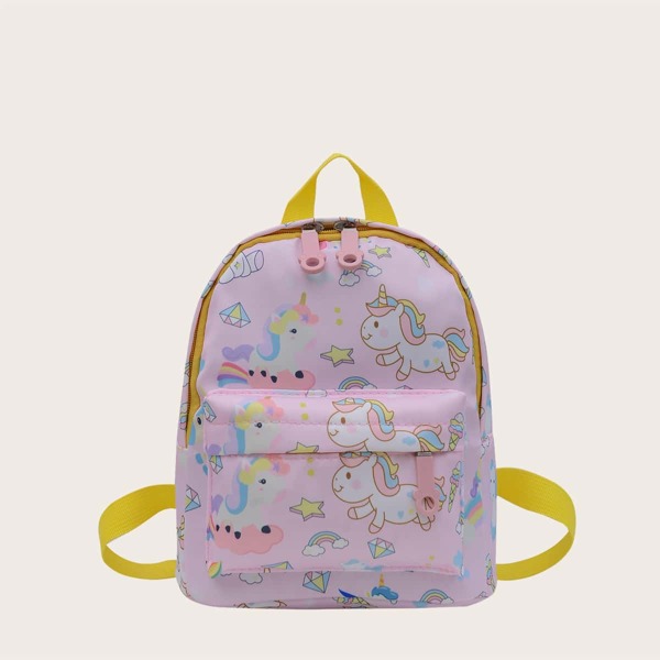 

Girls Cartoon Graphic Backpack, Pink