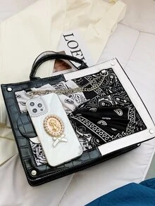 托特包 - 黑與白 - 查看 4