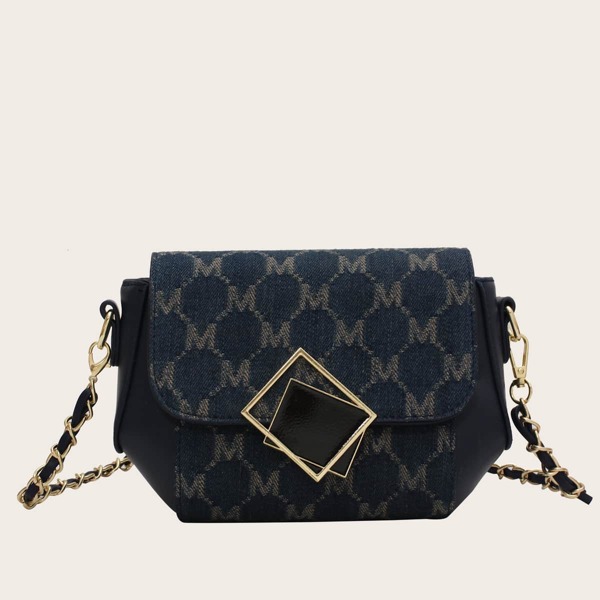 

Quilted Flap Crossbody Bag, Blue