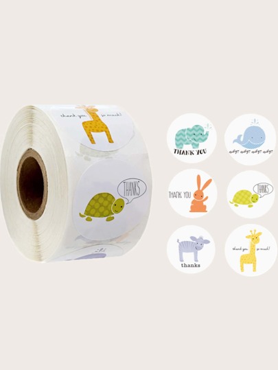 1 rotolo adesivo regalo con stampa animale fumetto