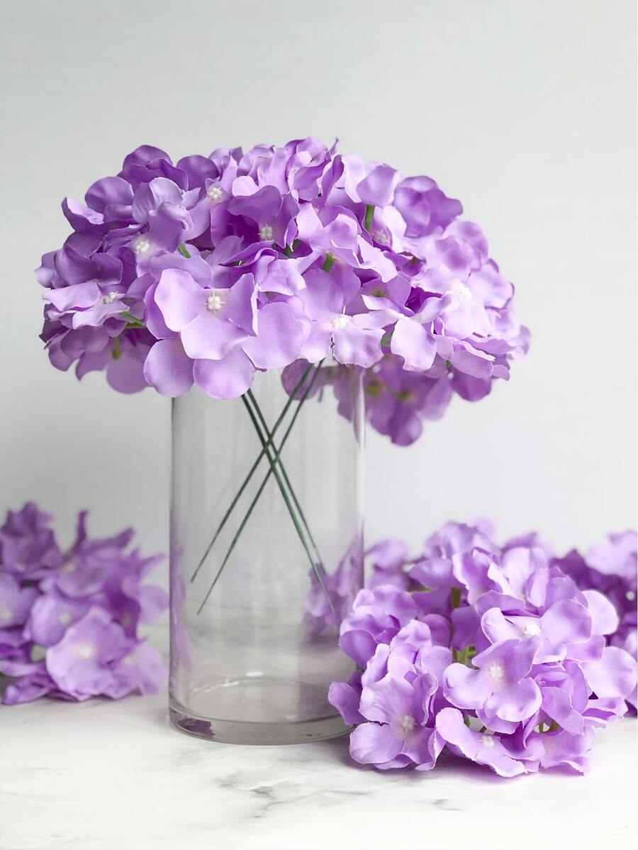5/10/20 件绣球花人造花头带茎,假绣球花,桌面装饰丝绸花,紫色假花,适用于家庭办公室派对婚礼、假植物、春季装饰、房间、书桌、花园装饰、房间装饰用品、情人节、礼物 - 紫色 - 查看 1