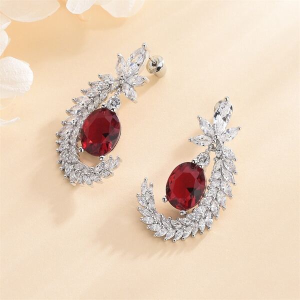 

Zircon Decor Earrings, Silver