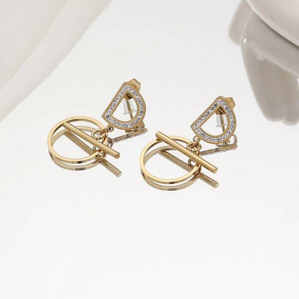 

Rhinestone Letter Decor Drop Earrings, Gold