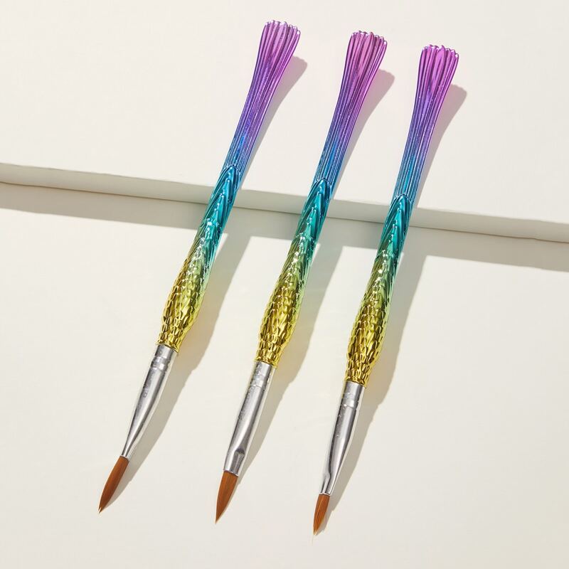 

3pcs Fish Tail Design Nail Art Pen, Pink