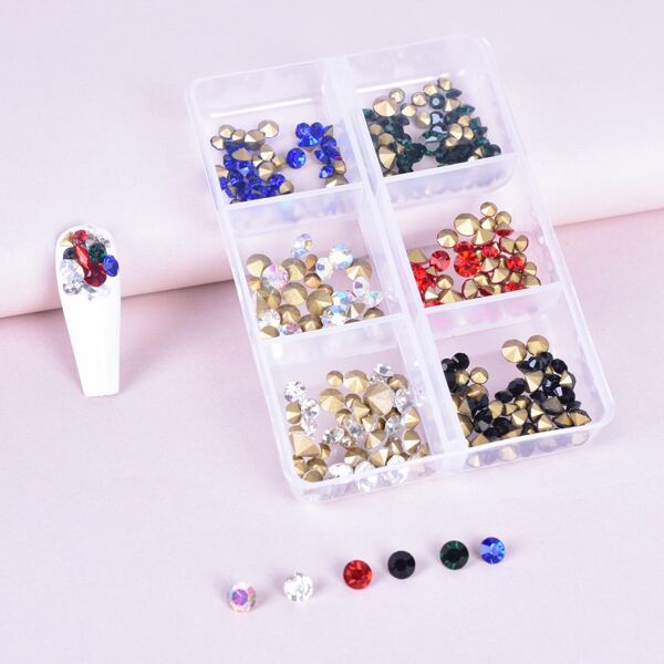

1box Mix Color Rhinestone Nail Art Decoration, Multicolor
