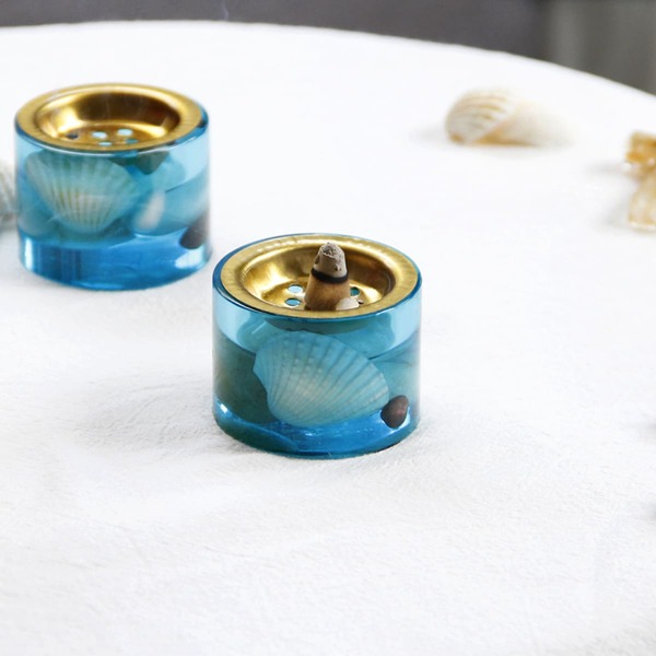 

1pc Shell Detail Mini Incense Burner, Blue
