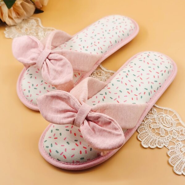 

Bow Decor Bedroom Slippers, Pink