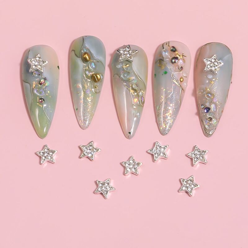 

10pcs Star Nail Art Decoration, Silver