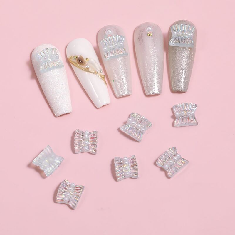 

10pcs Clear Nail Art Decoration, Baby blue