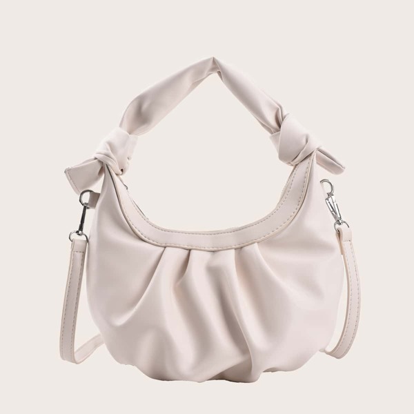 

Knot Decor Ruched Bag, Beige