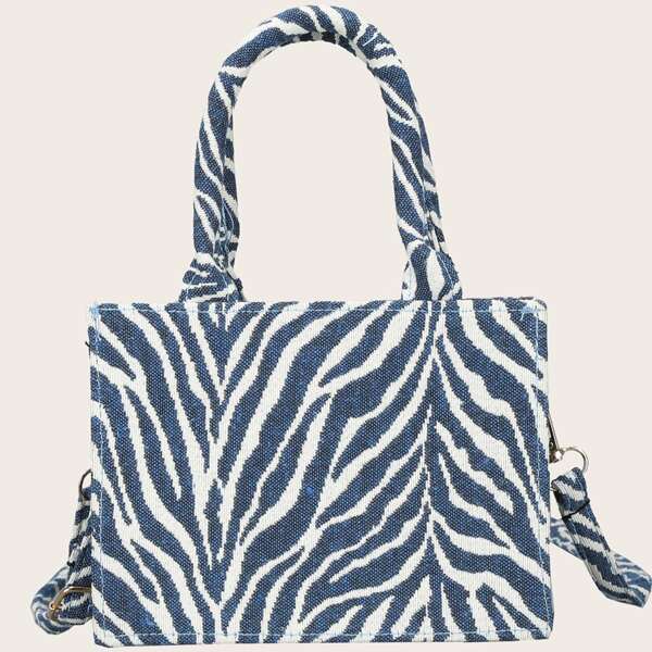 

Two Tone Satchel Bag, Blue and white