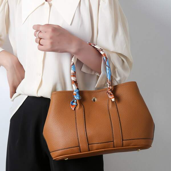 

Twilly Scarf Decor Tote Bag, Brown