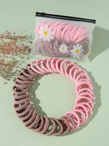 女孩50入組素色髮圈 - 彩色 - 查看 1